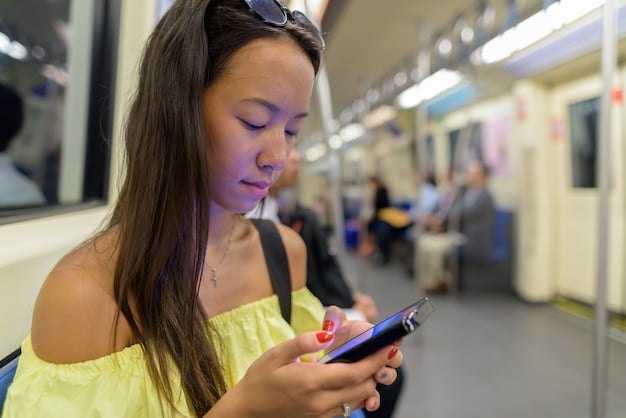A person using a smartphone to check train schedules and ticket prices on a Japan travel website or app. The image demonstrates the importance of planning and research in determining the cost-effectiveness of the Japan Rail Pass.