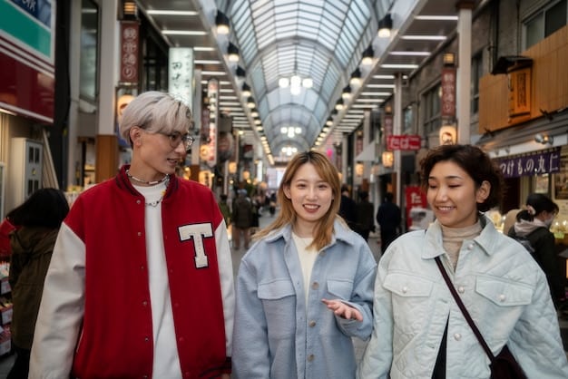 A long queue of shoppers lining up before the opening of a Japanese department store on the first day of a major sale. The shoppers are eagerly anticipating the opportunity to snag great deals on luxury items.