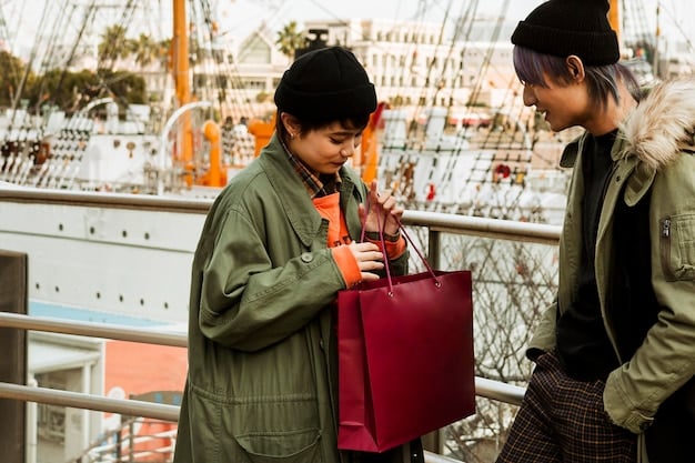 A US shopper and a Japanese vendor are seen laughing and conversing, suggesting a friendly interaction and rapport-building in a market setting.