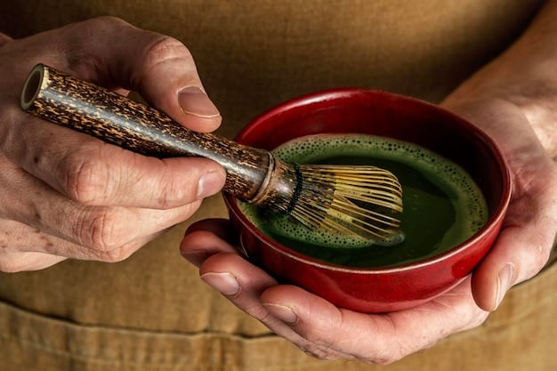A Japanese tea master (teishu) gracefully preparing matcha tea in a traditional tea room. Focus on the precise and fluid movements of the tea master as they whisk the tea with a chasen. The setting includes tatami mats, shoji screens, and a tokonoma with a simple flower arrangement. The tea master's expression is serene and focused.