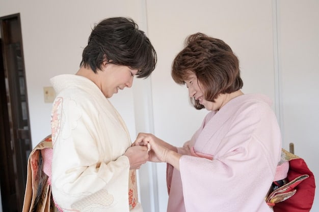 Two Japanese individuals, one handing a small gift to the other as a gesture of apology. The setting is a traditional Japanese tea room, with soft lighting and minimalist decor.