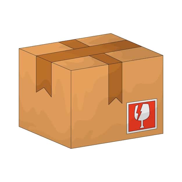 A well-packed cardboard box labeled with Japanese and English addresses, surrounded by postage stamps and a 