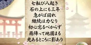 Ancient Japanese scroll featuring seven key proverbs for cultural understanding.