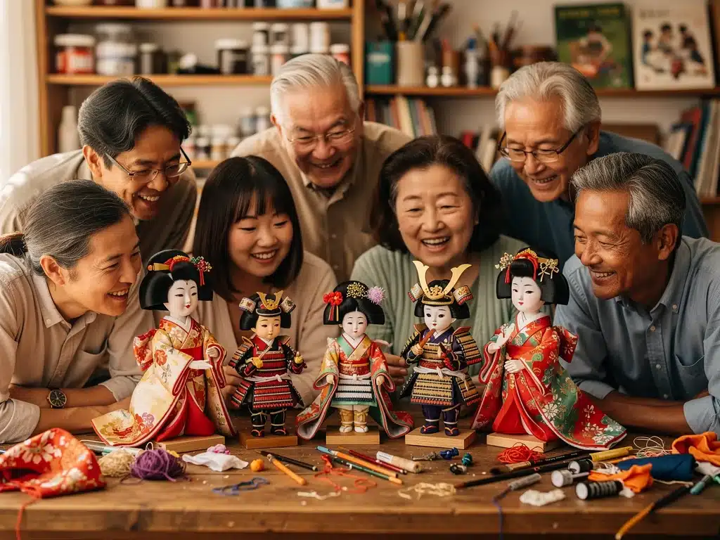 US hobbyists proudly displaying their finished Japanese dolls